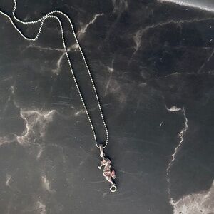 Elegant Silver and Pink Pendant Necklace